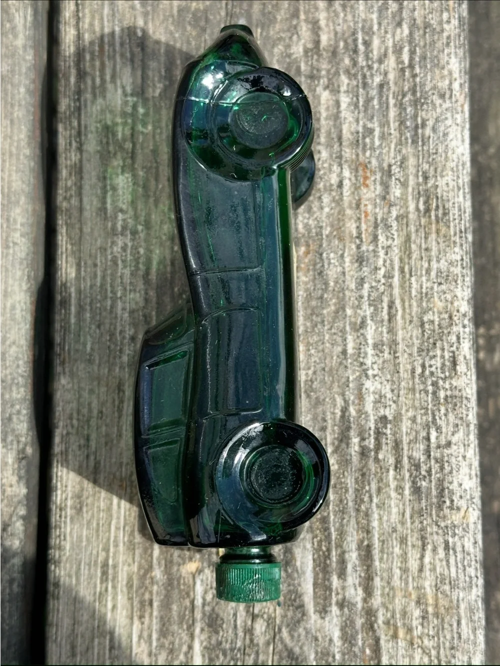 Vintage Emerald Green Avon Jaguar Roadster Decanter Bottle With “Wild Country”